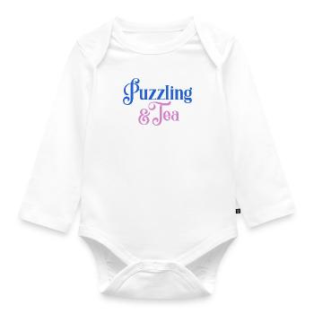 Puzzling and Tea Hobby Jigsaw Puzzler - Organic Longsleeve Baby Bodysuit - white - Front