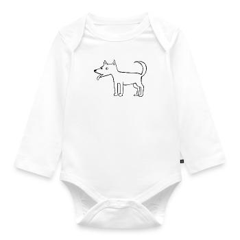 Funny Animal Sketch Dog Puppy - Organic Longsleeve Baby Bodysuit - white - Front