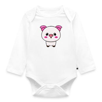 Cute Kawaii Pig - Design charmant - Body Bébé bio manches longues - blanc - Devant