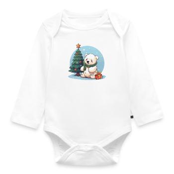Christmas polar bear on the Christmas tree: Winter sun - Organic Longsleeve Baby Bodysuit - white - Front