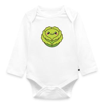 Niedlicher Kohl oder Salatkopf - Baby Bio-Langarm-Body - Weiß - Vorne