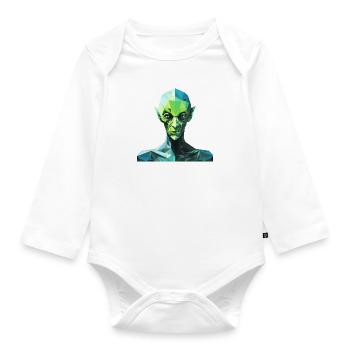 Alien de style polygone - Body Bébé bio manches longues - blanc - Devant