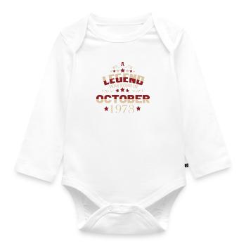 Une légende est née en octobre 1973 - Body Bébé bio manches longues - blanc - Devant