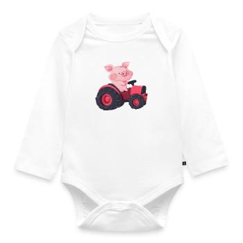 Cochon au volant : Aventure à la ferme - Body Bébé bio manches longues - blanc - Devant