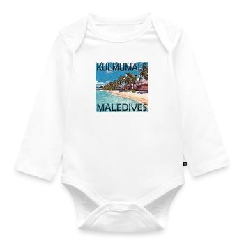 Malediven Kulmumale Beach: Sommer unter Palmen - Baby Bio-Langarm-Body - Weiß - Vorne
