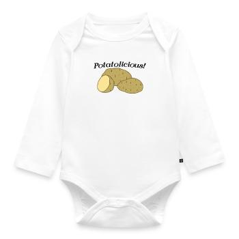 Kartoffelgemüse Gesundes Essen von Kartoffeln - Baby Bio-Langarm-Body - Weiß - Vorne