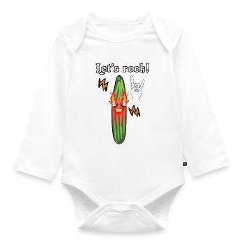 Rocker,rockergurke,party, heavy metal, Gurke - Baby Bio-Langarm-Body - Weiß - Vorne