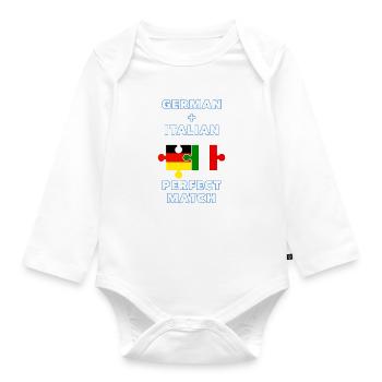 Puzzle Allemand Italien - Body Bébé bio manches longues - blanc - Devant