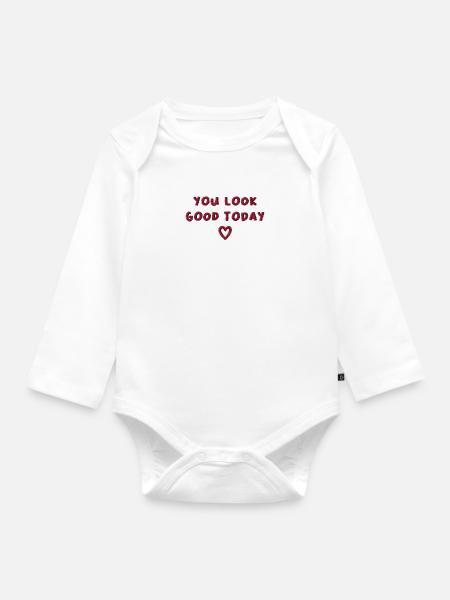 Du siehst heute gut aus bestickt - Baby Bio-Langarm-Body - Weiß
