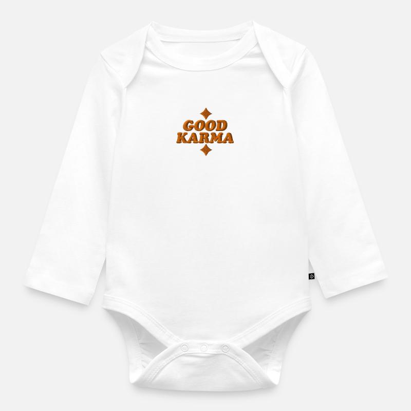 Good Karma brodé - Body Bébé bio manches longues - blanc