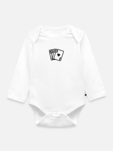 Spielkarten - Baby Bio-Langarm-Body - Weiß
