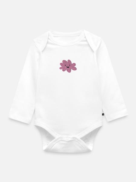 Wolke bestickt - Baby Bio-Langarm-Body - Weiß