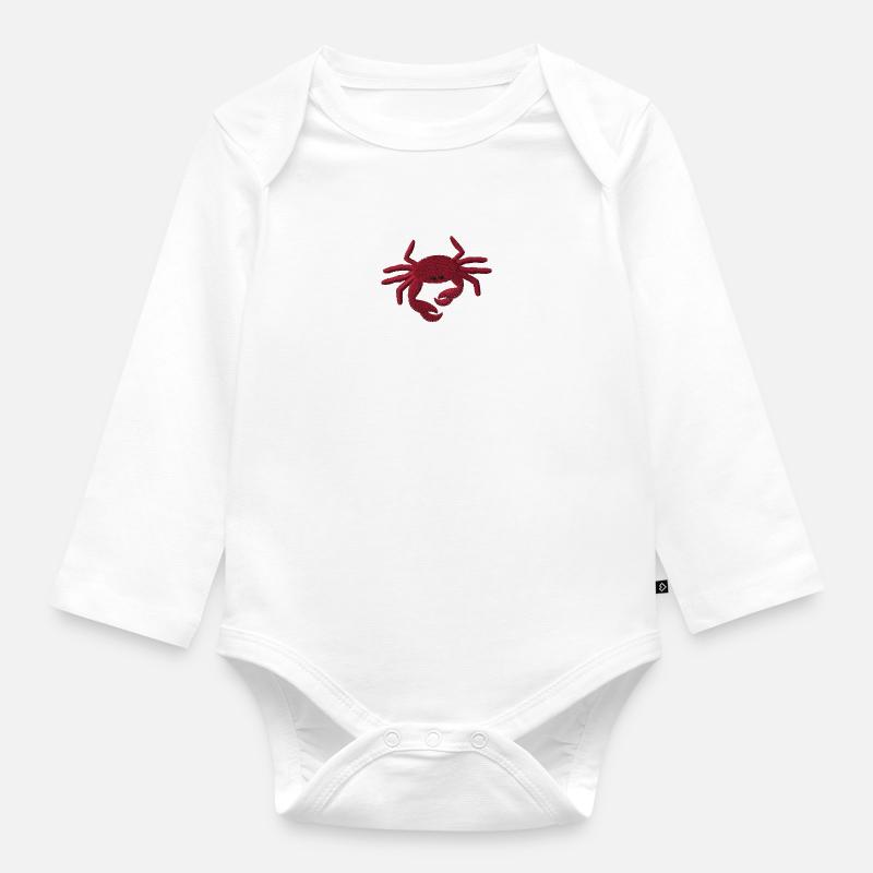 Crabe brodé - Body Bébé bio manches longues - blanc