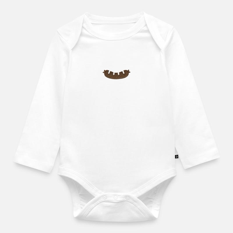 Bratwurst brodée - Body Bébé bio manches longues - blanc