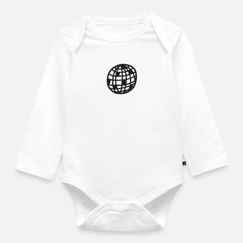 Boule disco - Body Bébé bio manches longues - blanc