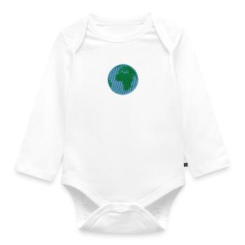 Die Erde bestickt - Baby Bio-Langarm-Body - Weiß - Vorne