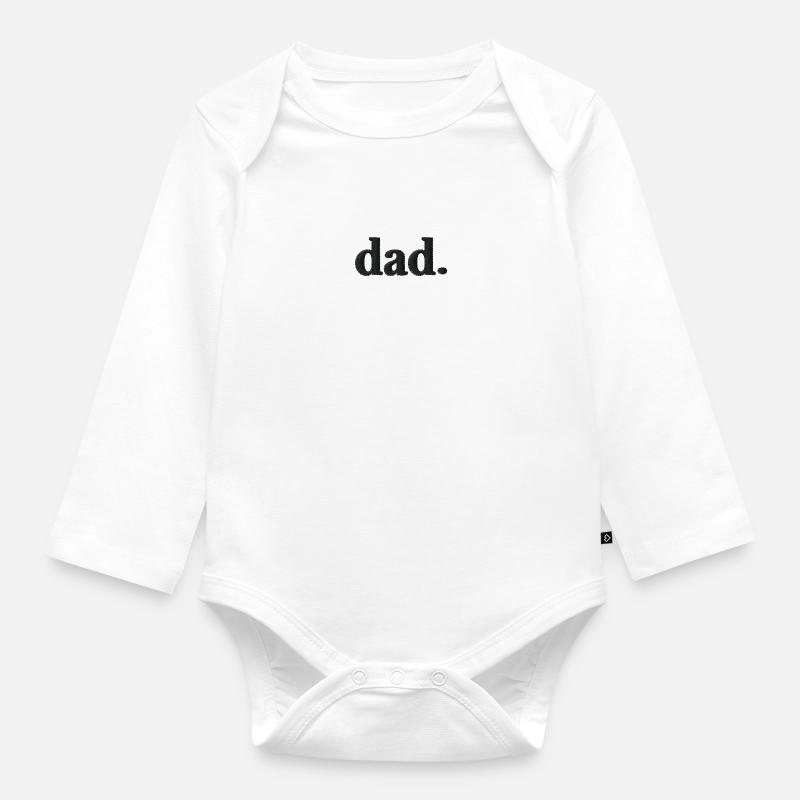 Lettrage papa brodé noir - Body Bébé bio manches longues - blanc
