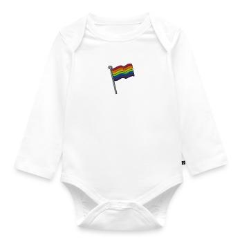 Drapeau arc-en-ciel - Body Bébé bio manches longues - blanc - Devant