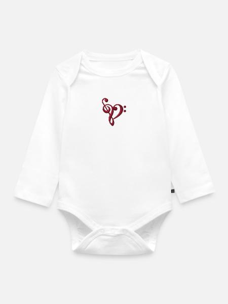 Note bestickt - Baby Bio-Langarm-Body - Weiß