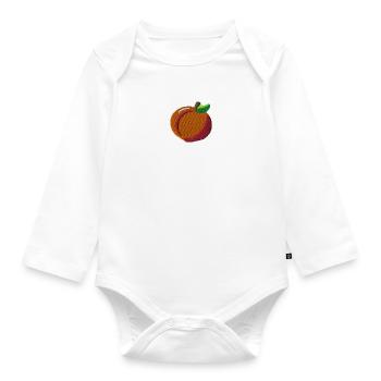 Pfirsich bestickt - Baby Bio-Langarm-Body - Weiß - Vorne