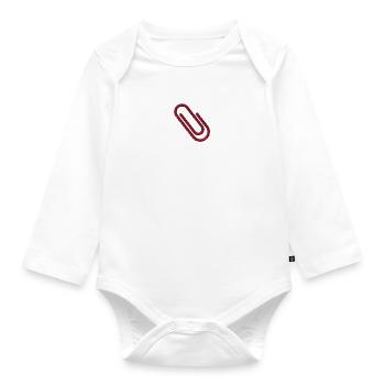 Embroidered paper clip - Organic Longsleeve Baby Bodysuit - white - Front