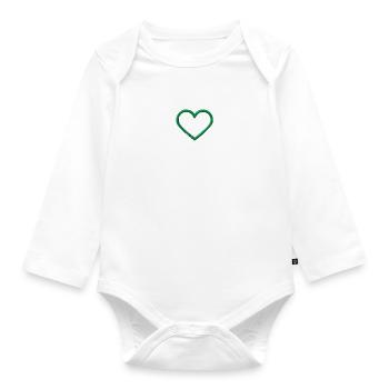 Herz grün - Baby Bio-Langarm-Body - Weiß - Vorne