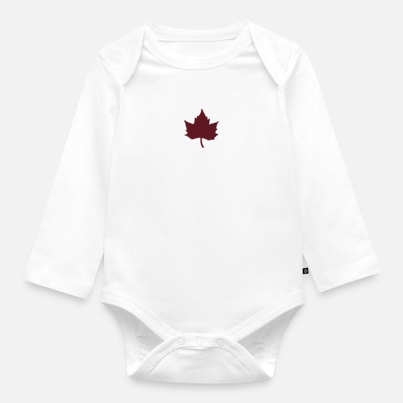 Dark red leaf - Baby Bio-Langarm-Body - Weiß