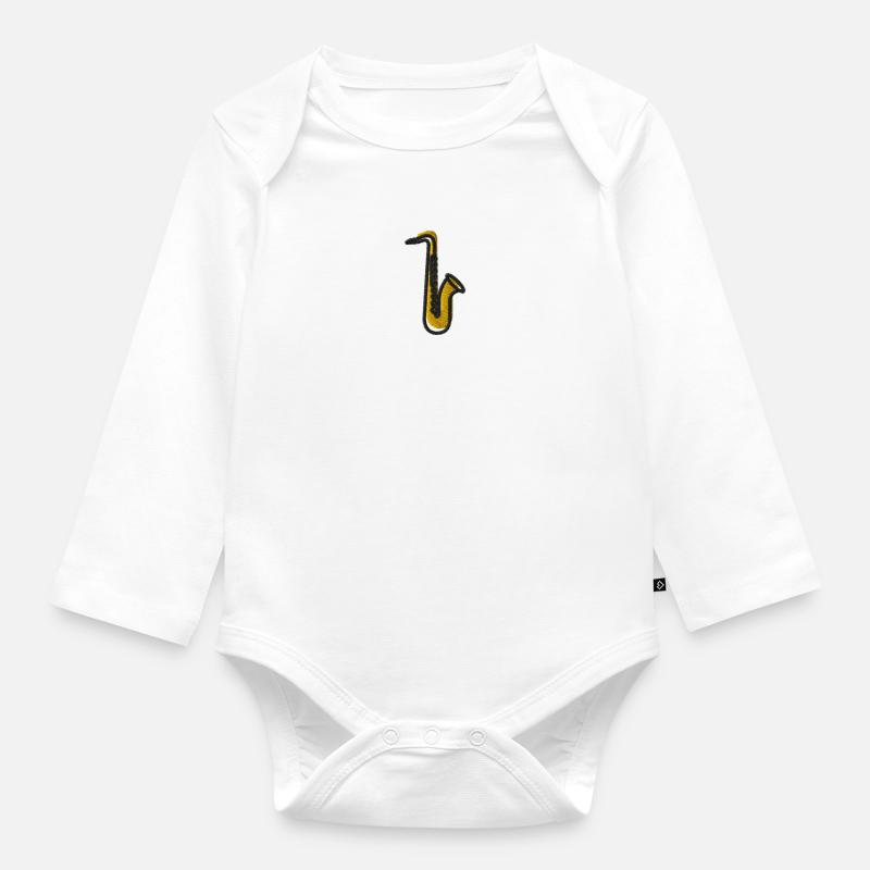Saxophon - Baby Bio-Langarm-Body - Weiß