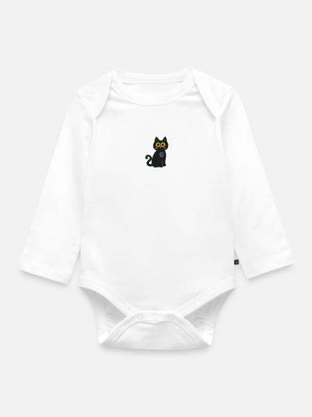 Katze - Baby Bio-Langarm-Body - Weiß