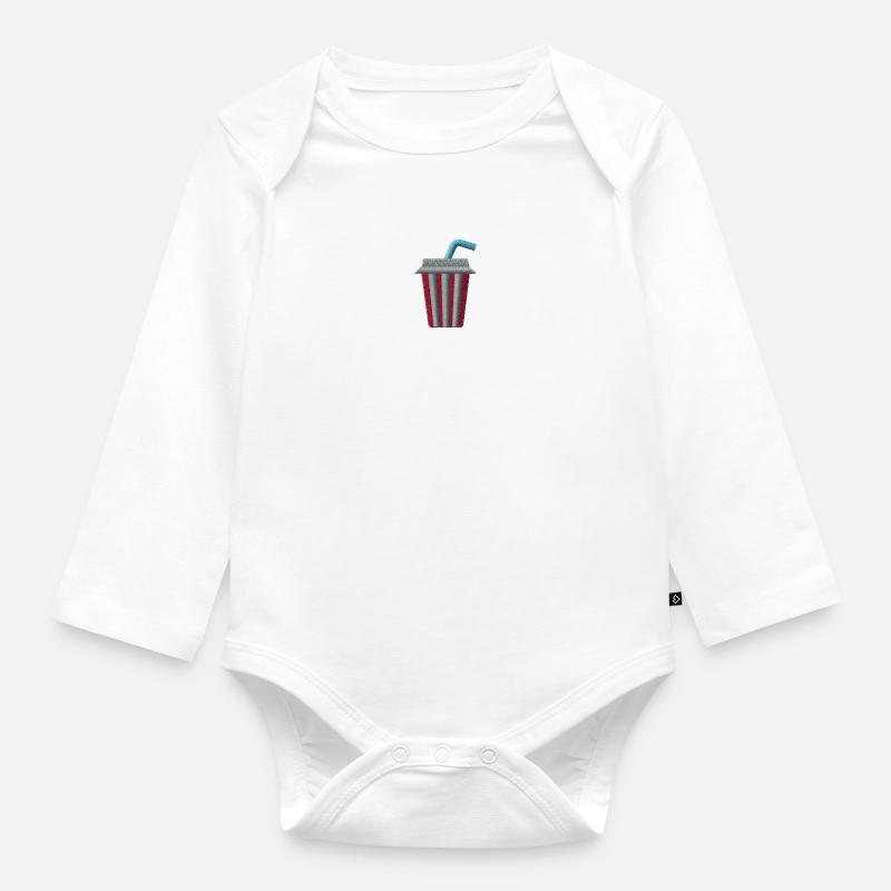 Tasse de limonade brodée - Body Bébé bio manches longues - blanc