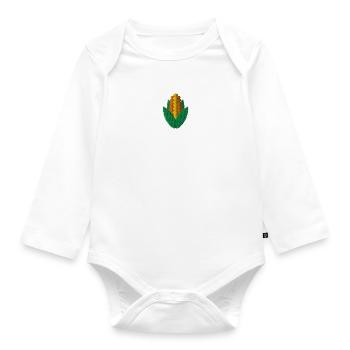 Corn embroidered - Organic Longsleeve Baby Bodysuit - white - Front