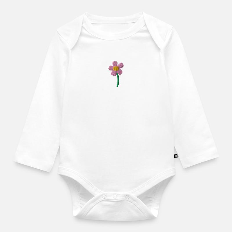 Fleur de Printemps Brodée - Body Bébé bio manches longues - blanc