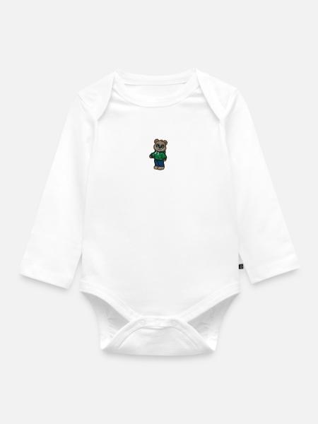 Teddybär Teenager - Baby Bio-Langarm-Body - Weiß