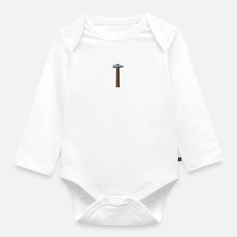 Marteau brodé - Body Bébé bio manches longues - blanc
