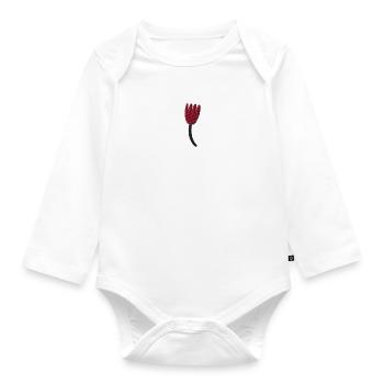 Tulipe brodée - Body Bébé bio manches longues - blanc - Devant