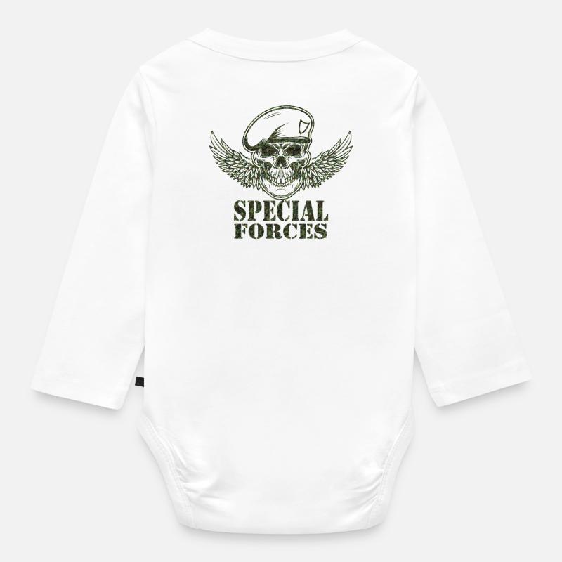 Armee - Baby Bio-Langarm-Body - Weiß
