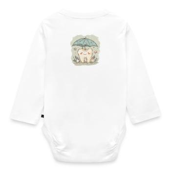 zahn mit Schirm - Baby Bio-Langarm-Body - Weiß - Hinten