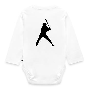 Baseball player batter gift - Organic Longsleeve Baby Bodysuit - white - Back