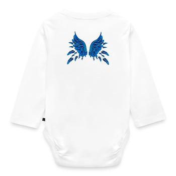 wings,feathers,blue wings,feather,painting - Organic Longsleeve Baby Bodysuit - white - Back