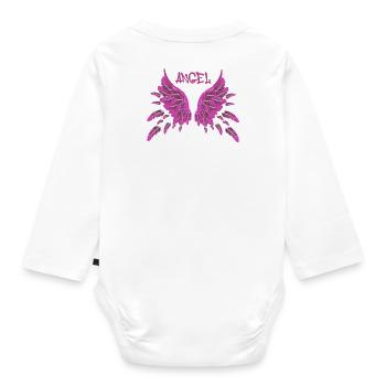 angel,pink,feathers,angelwings,wings - Organic Longsleeve Baby Bodysuit - white - Back