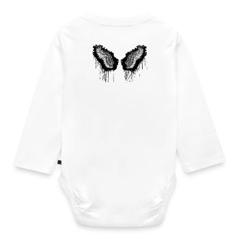 ailes d’ange, ailes, aquarelle, noir, ailes d’ange - Body Bébé bio manches longues - blanc - Dos
