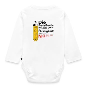 Spezialflasche mit der ganz speziellen Flüssigkeit - Baby Bio-Langarm-Body - Weiß - Hinten