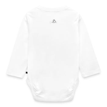 Damen Yoga Top Om Shanti Om Script Modern - Baby Bio-Langarm-Body - Weiß - Hinten