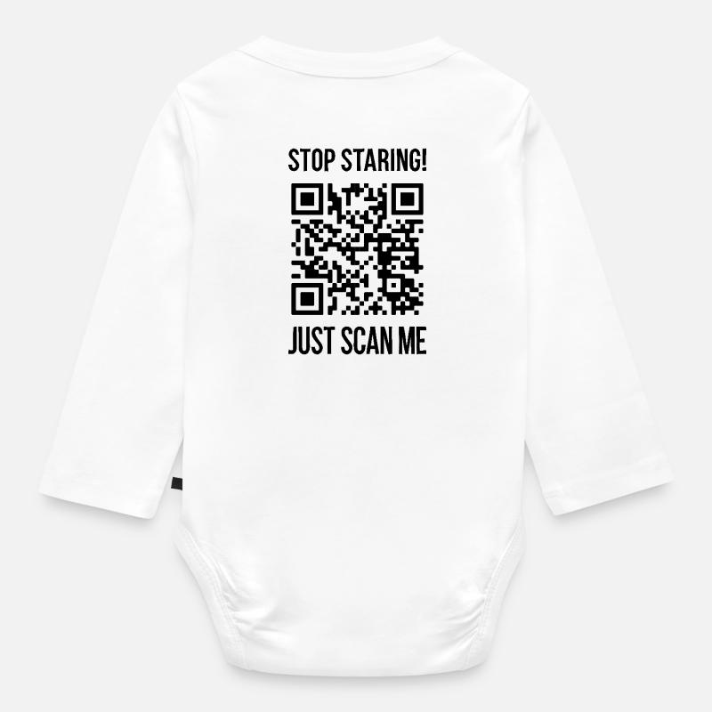 Scanne mich QR Code für Motivation - Baby Bio-Langarm-Body - Weiß