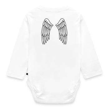 Angel wings wing angel back black white - Organic Longsleeve Baby Bodysuit - white - Back