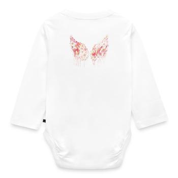 Ailes d’ange,ailes,magnolienl,fleurs,ailes d’ange - Body Bébé bio manches longues - blanc - Dos