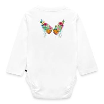 Angelwings,Wings,Coloré,Angel Wings,Fleurs - Body Bébé bio manches longues - blanc - Dos