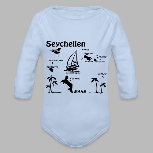 Seychellen Insel Crewshirt Mahe etc. - Baby Bio-Langarm-Body