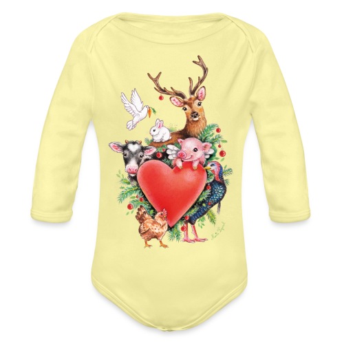 Christmas heart by Maria Tiqwah - Organic Longsleeve Baby Bodysuit