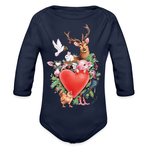Christmas heart by Maria Tiqwah - Organic Longsleeve Baby Bodysuit